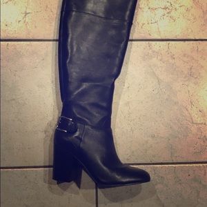 Vince Camuto black leather knee high boots